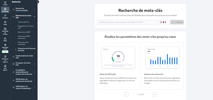 faite un audit de mots -clés avec SE Ranking