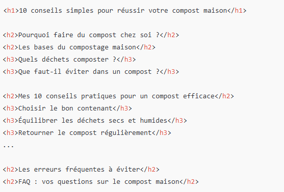 une structure pour la rédaction de contenu